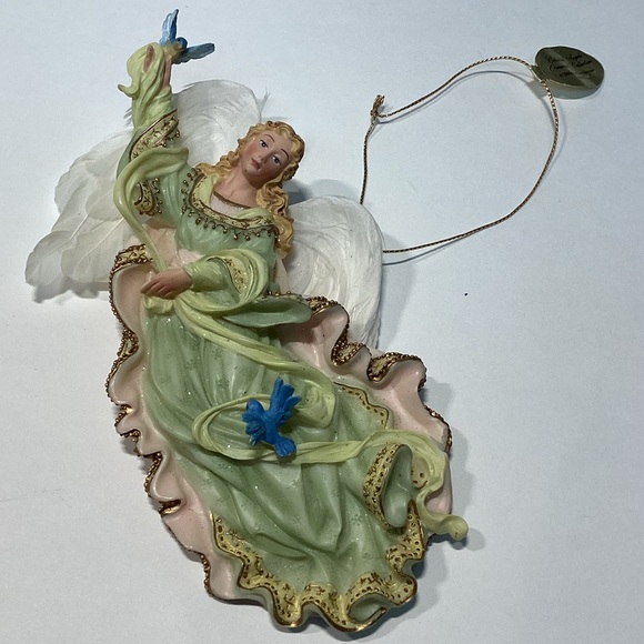 Bradford Editions Celestial Angles Ornaments set Of 5 With Real Leather Wings. - Picture 5 of 10